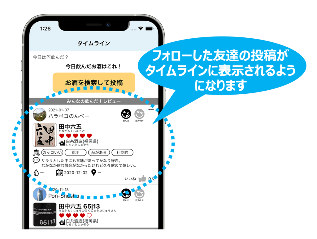 タイムラインの表示に関する説明